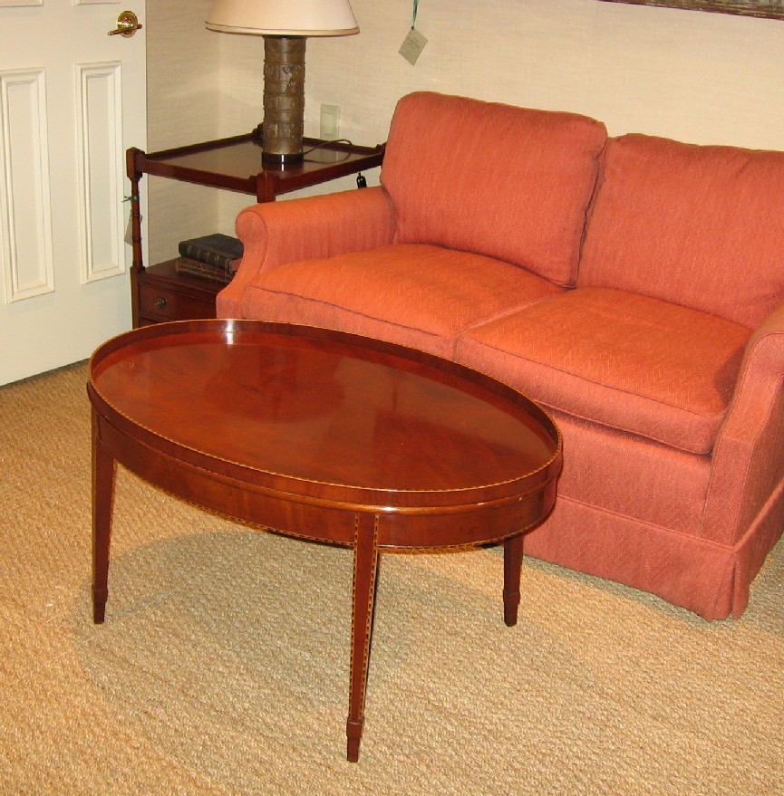 Mahogany Oval Coffee Table Wood and Hogan